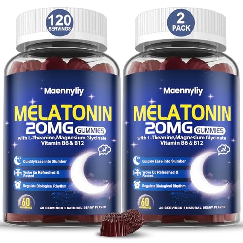 Image of Maennyliy Melatonin 20mg Gummies for Adults - Sugar Free Melatonin Gummies Extra Strength with L-Theanine, Magnesium, Ashwagandha, Turmeric, D3 & Zinc - Non-Habit Forming