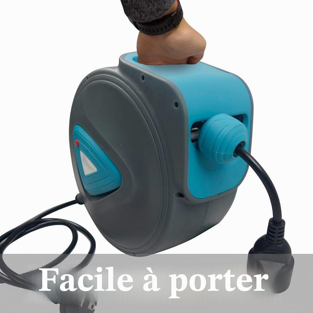 ACXIN Enrouleur de câble automatique de 20 m, support mural rotatif à 180°, enrouleur de câble de qualité supérieure et durable avec câble