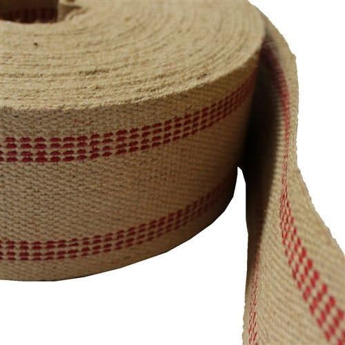 B.C. Upholstery 3.5 LMC Jute Red Line Webbing - 10 Yards