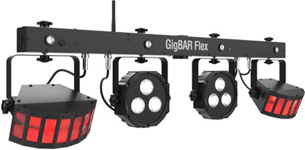 CHAUVET DJ GigBAR Flex 3-in-1 Pack-n-Go LED Lighting Effect System w/2 LED Derbys, LED Quad-color Pars, and Strobes