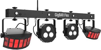 CHAUVET DJ GigBAR Flex 3-in-1 Pack-n-Go LED Lighting Effect System w/2 LED Derbys, LED Quad-color Pars, and Strobes