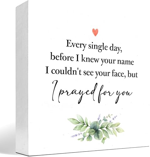 Letrero de madera con texto en inglés "I Prayed for You", decoración de escritorio de madera rústica con texto en inglés "I Prayed for You",