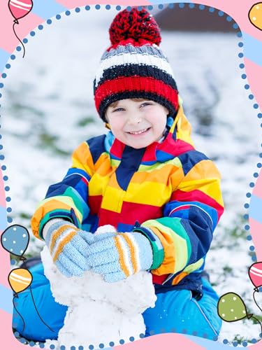 Image of SATINIOR 5 Pairs Kids Gloves Full Fingers Knitted Warm Gloves Winter Mittens for Little Boys and Girls Daily Supplies