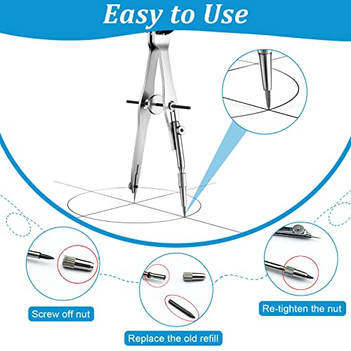 Zirkelersatzminen 100 Stück, 2B Zirkelminen mit Radiergummim, 2 mm Durchmesser Zirkel Ersatzminen 2cm Lang Minen für Zirkelspitzer Mathematische Zeichnungserstellung Holzbearbeitungsmarker