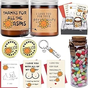 Funny Naughty Gifts for Boyfriend -97Pcs Anniversary Valentines Day Birthday Gifts Set Basket for BF Him Men Husband…