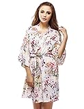 Skyfitting Women's Kimono Robe, Cotton Bridesmaid Robes, Short Regular Size / 36