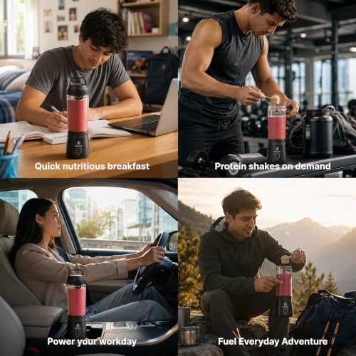 Image of MiniArk Rhythm Portable Blender, Personal blender for Gym, Office, Hostel & Travel, 20 days battery life, 500 ML, 20,000 RPM, BPA-Free & Leakproof, Protein Shake,Cold Coffee,Baby Food & Smoothie Maker