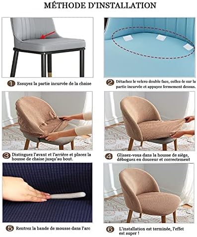 Housses De Chaise Dossier Rond Lot De 6 – Tissu Extensible, Protection Anti-taches, Pour Salle à Manger, Cuisine, événements