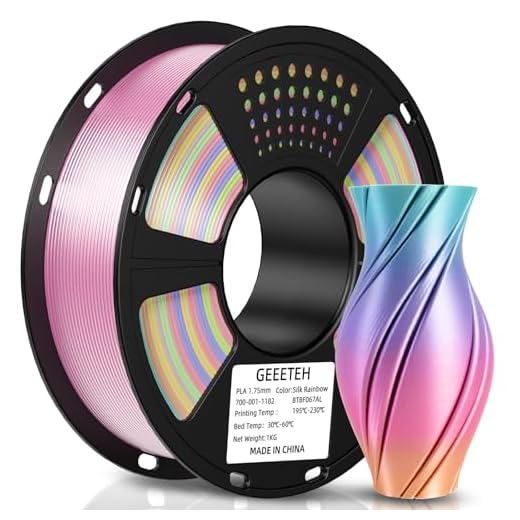 Geeetech Silk Rainbow PLA Filament 1.75mm, 3D Printer Multicolor Filament, Color Changing Filament 1kg (2.2lbs) 1 Spool, Dimensional Accuracy +/- 0.02 mm