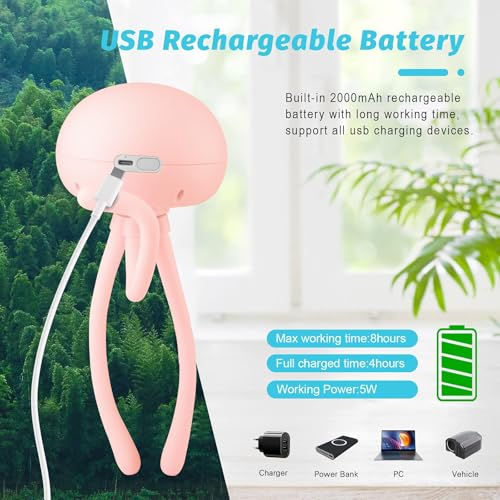 Image of Stroller Fan - Portable Bladeless Fan with Flexible Tripod, Clip-On, Handheld, 3 Speeds, Rechargeable for Car Seat, Crib, Bike, Desktop (Pink)