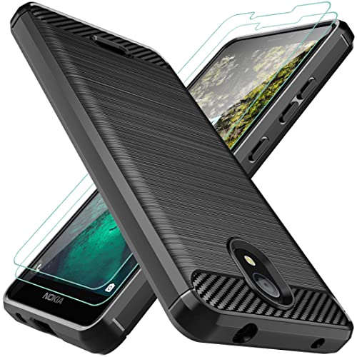 Osophter for Nokia C100 Case with 2pcs Screen Protector Shock-Absorption Flexible TPU Rubber Protective Cell Phone Cover for Nokia C100(Black)