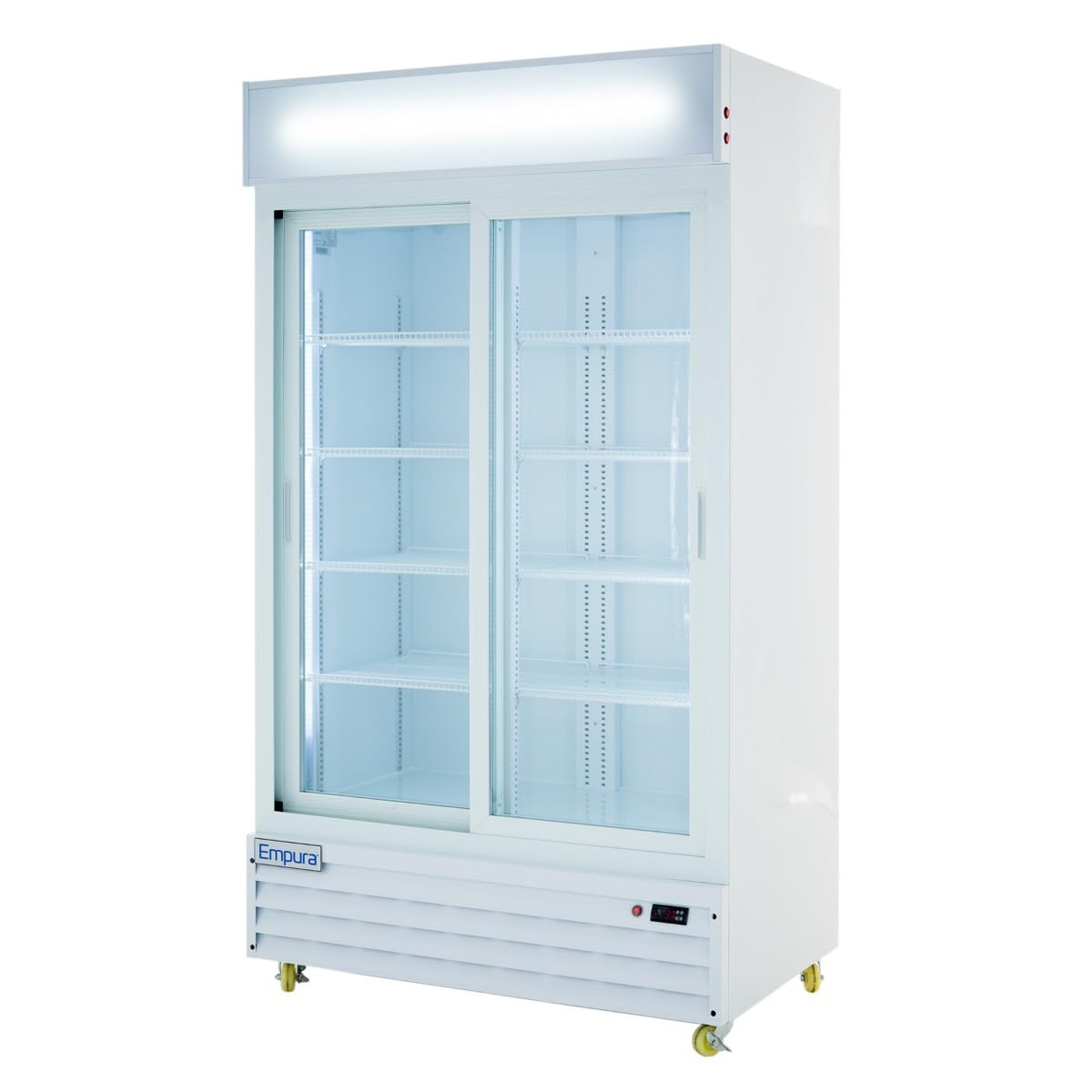 Empura 45" Reach-In Refrigerator with Two-Sliding Glass Door | Merchandiser Beverage Display Fridge for Convenience Grocery | 36 Cu. Ft. Capacity | 79.5" H x 44.5" W x 27.6" D, White Steel, 115V, NSF