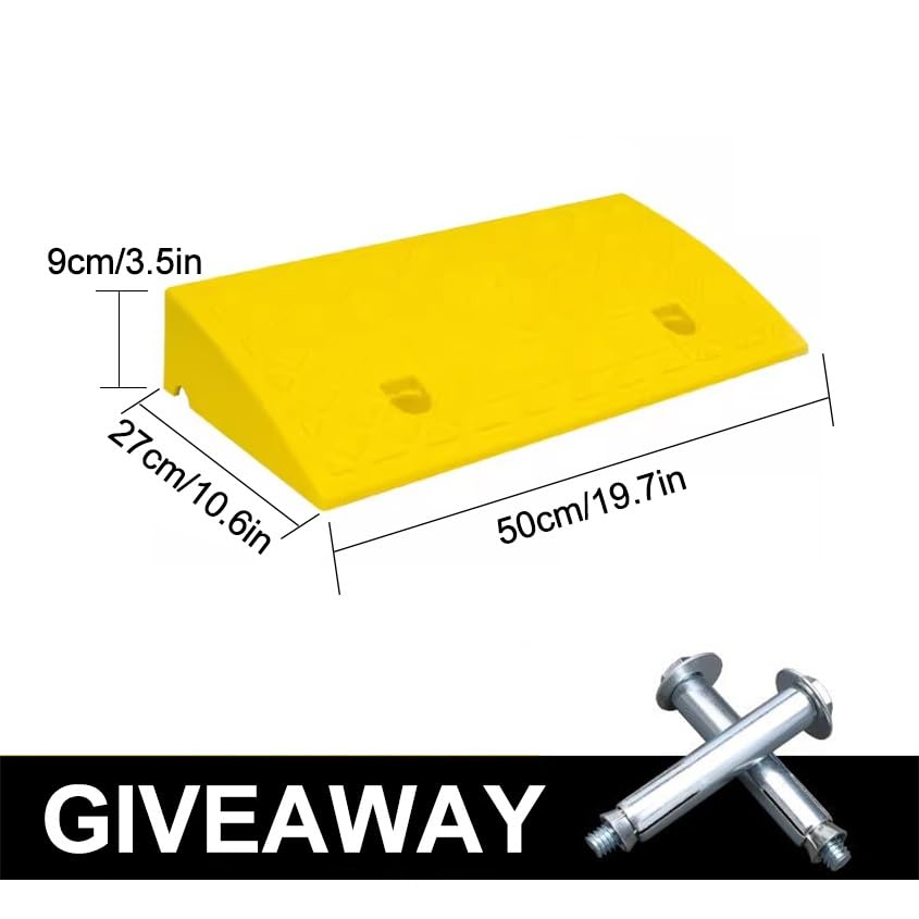 Rampa portátil de umbral de plástico para sillas de ruedas, rampas para automóvil resistentes y ligeras, para entrada, acera, camión, scooter, bicicleta y motocicleta (Color: Amarillo) miniatura 2