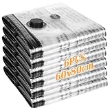CIOXSOIO 6 Piezas Bolsas Vacio Ropa, Bolsas al Vacio Ropa, 60x80cm Bolsas Envasar al Vacio, Reutilizable Vacuum Storage Bags para Almohadas, Mantas Almacenamiento