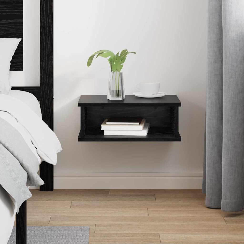 Comodino rovere nero in legno ingegnerizzato 40 x 31 x 15 cm con ampio spazio, cassetto e ripiano salvaspazio per camera da letto soggiorno ufficio moderno