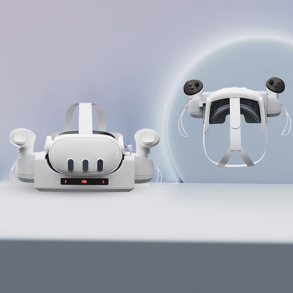 Base de carga VR para Meta/Oculus Quest 3 Soporte de carga para auriculares VR para controladores Oculus Quest 3 Estación de carga con luz indicadora Soporte de carga para Quest 3