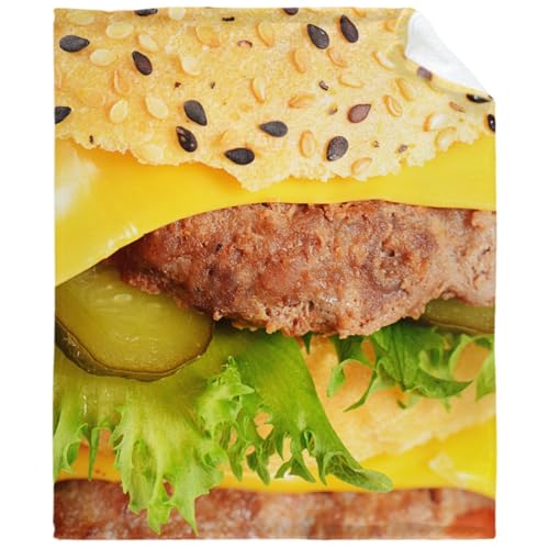 Hamburger Blanket, Hamburger Food Funny Blanket Gift for Toddler Infant or Newborn Throw Warm Cozy Soft Plush Lightweight Bedding 30