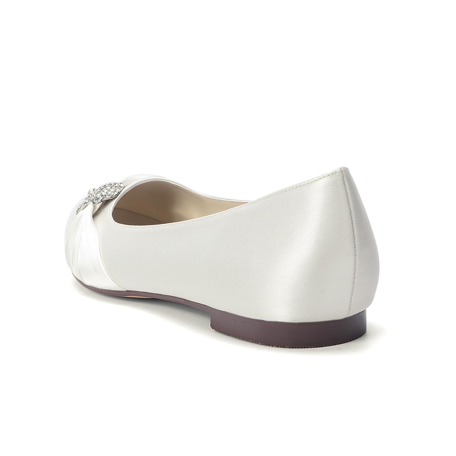 Damen Runde Zehe Satin Hochzeit Flats Für Braut Slip-On Ballerina Flats Niedriger Absatz Abendschuhe Für Brautjungfer
