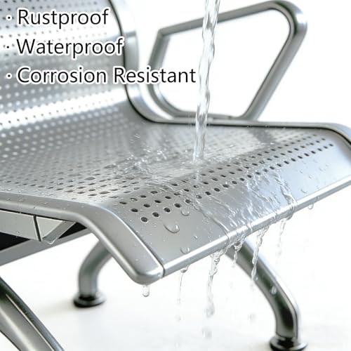 Silla individual de metal para hospital y oficina con acabado plateado premium 6
