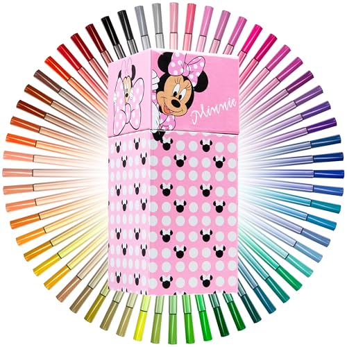 Disney Minnie Mouse Set Rotuladores con 60 Colores para Niños - Regalos Niñas (Rosa)