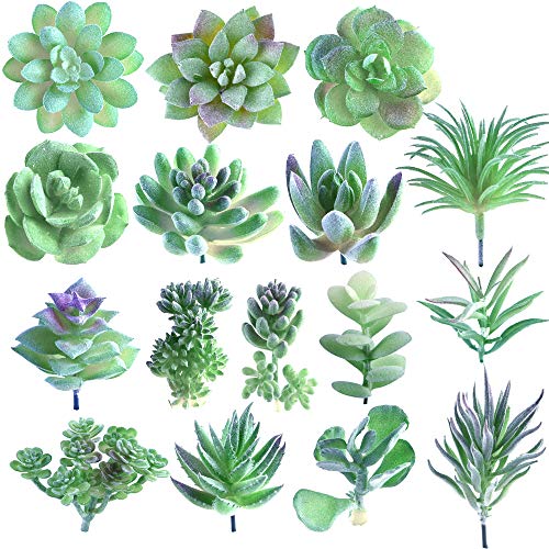 FEPITO 16 Pcs Taille Aléatoire Plantes Succulentes Artificielles Plantes Succulentes Non Piquantes Faux Plante Succulente en Tiges Vertes pour Maison Décoration de Jardin Intérieur Cover