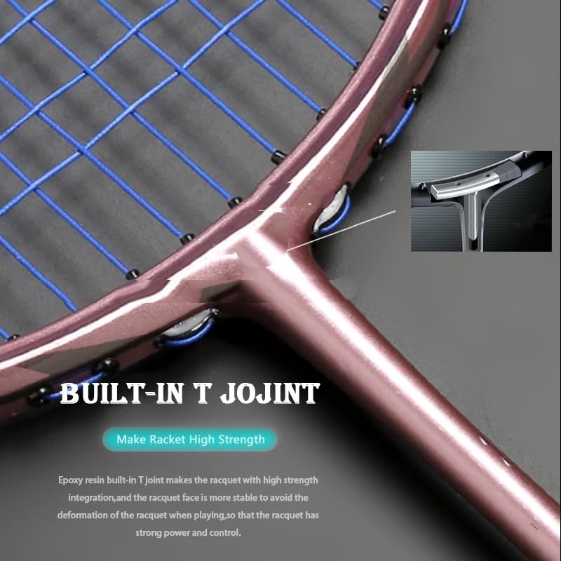 Badminton Set Racchette da Badminton ultraleggere 8U 65G in Fibra di Carbonio, Tensione Massima, 35 libbre, Racchetta Professionale for Sport for Adulti