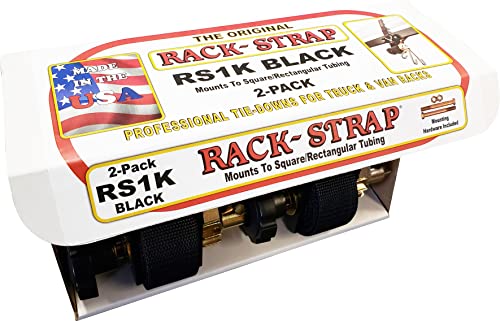Right Angle Mounting Bracket, 2 Pack, Rack-Strap Ladder Rack Tie-Downs, RS1K Black Right Angle Mounting Bracket, Bolt Mounting Hardware Included, 8 Ft Black Strap