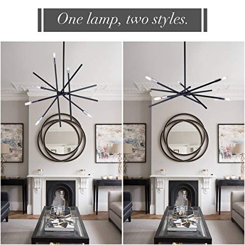 Viluxy Contemporary Chandelier Lighting Fixture 6-Light Matt Black Finish Mid-Century Pendant Lighting For Dining Room Bedroom Kitchen Living Room #TOP2