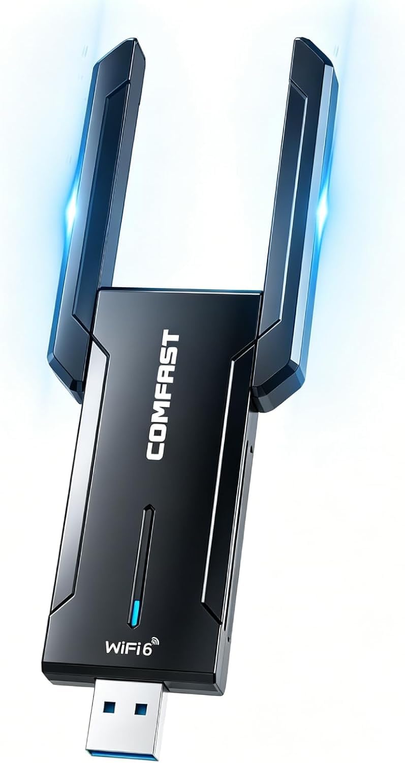 COMFAST WLAN Stick, USB WLAN Adapter 1300 Mbps USB 3.0 Wireless Adapter Dual Band, High Gain Dual Antenna, WPA2 Security, Schnelle Installation-CF-924-26/05/28