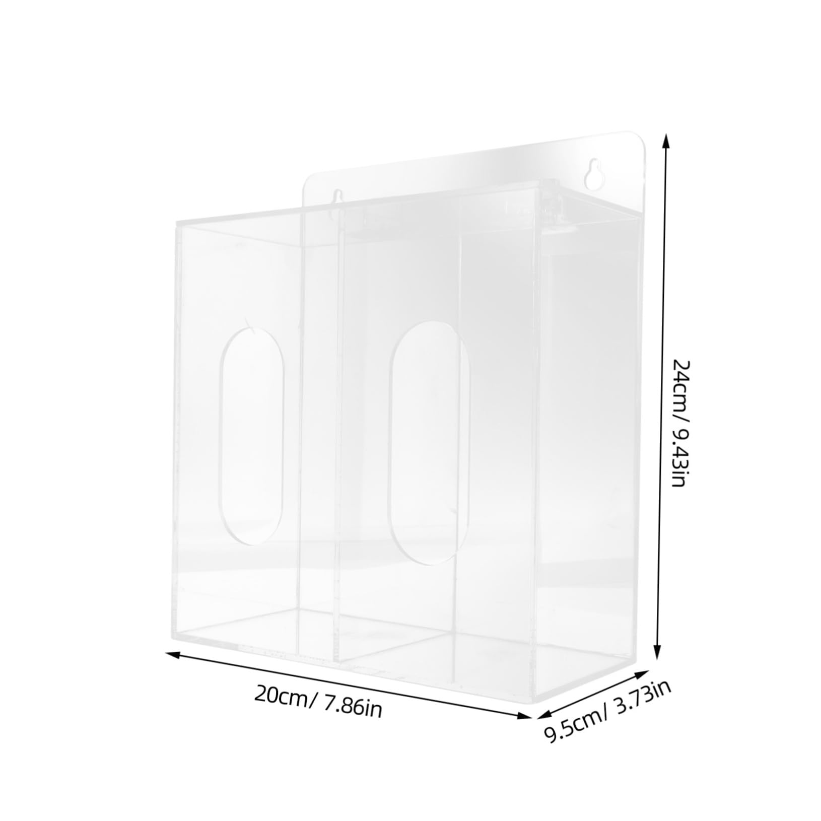 Cabilock Acrylic Wall Mount Glove Dispenser 2-Grid Compartment Storage Box for Masks Gloves