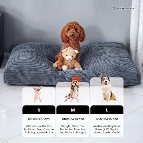 WahreTierliebe® Cozy Hundebett, Premium Hundekissen, Orthopädischer Komfort, Waschbar & Pflegeleicht, Strapazierfähiger Bezug, Perfekt für Zuhause und unterwegs