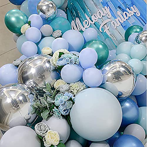 Image of 12 Inch Pastel Blue Balloons, 50 Pcs Latex Helium Macaron Balloons for Kid's Birthday Party, Baby Shower, Wedding, Graduate Party Decorations