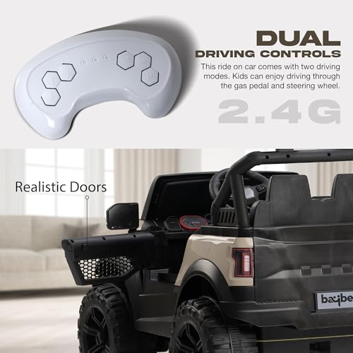Image of Baybee Rover 4x4 Battery Operated Jeep for Kids, Ride on Toy Kid Car with RGB Windshield Light & Music | Baby Big Battery Cars | Electric Jeep Car for Kids to Drive 2 to 6 Years (Desert)