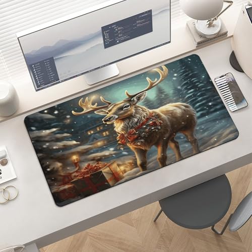 Christmas Gift Reindeer Desk Pad rubber base grande 30x60cm miniatura 6