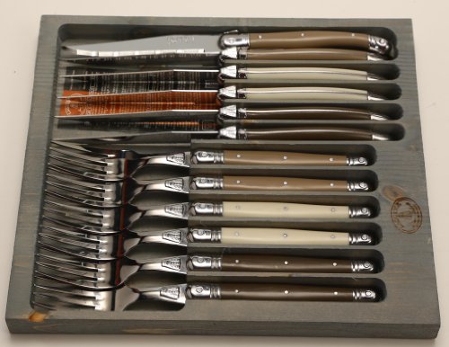 Jean Dubost Laguiole 12-Piece Knife Set, Linen - //coolthings.us