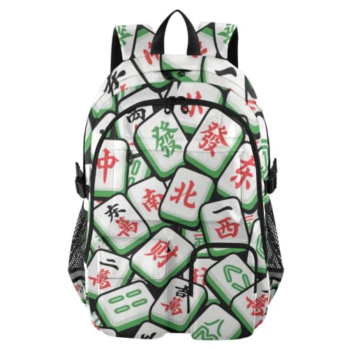 Mochila para laptop 17.5" de mahjong verde para adolescentes y adultos