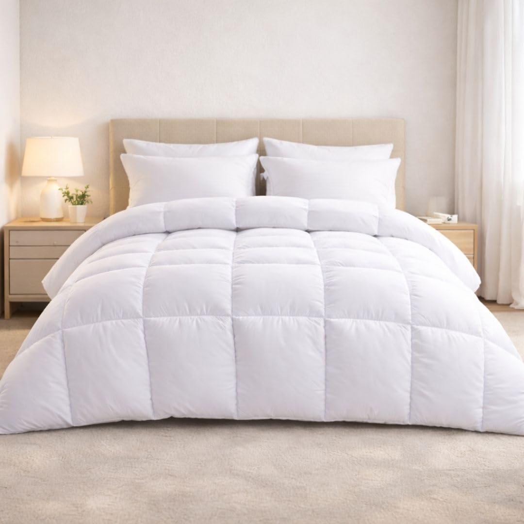 Anti Allergy Double Duvet 10.5 Tog - All Season Fluffy Quilt Luxury Hotel Quality Hollowfibre Ultra Soft Skin Friendly Warm Cosy Quilt Machine Washable