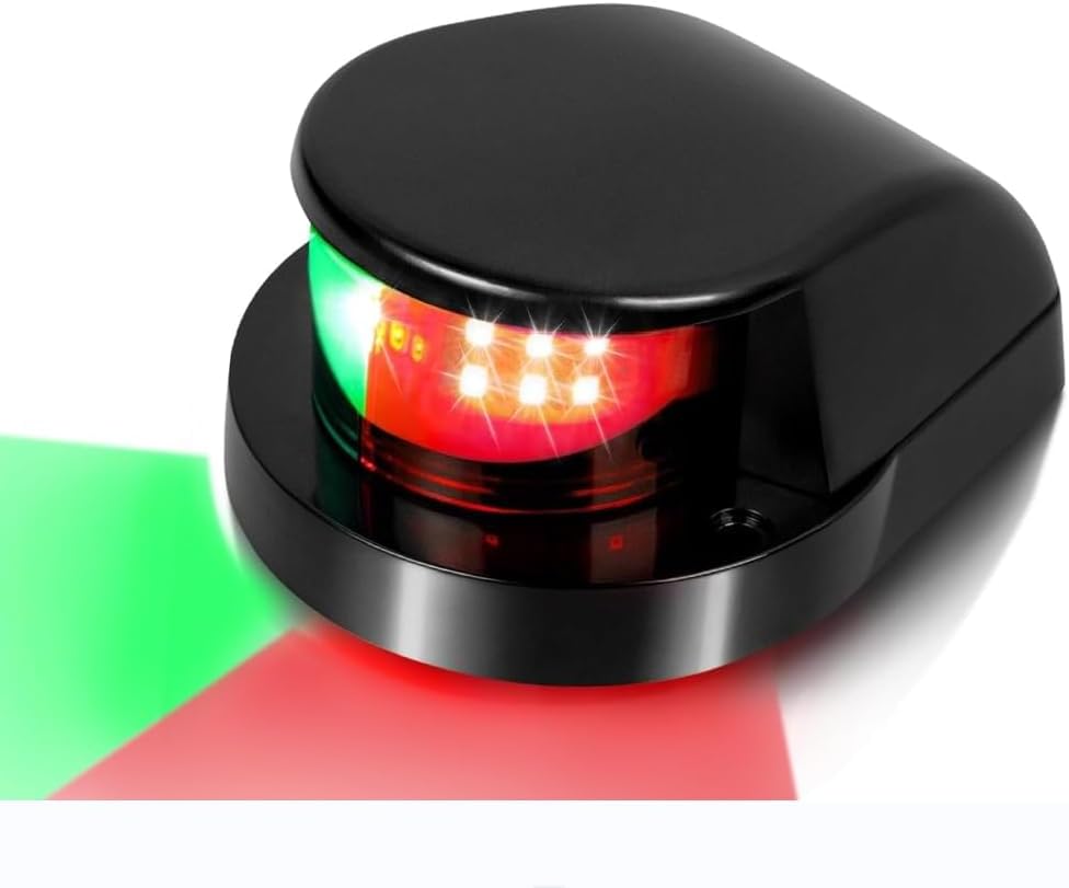 Boat Navigation Lights,Marine LED Navigation Light Red Green LED Marine Bow Stern Port Starboard Signal Sailing Waterproof Lights for Yacht Pontoon Speedboat Sailboats Fishing Boats Kayak (Black)