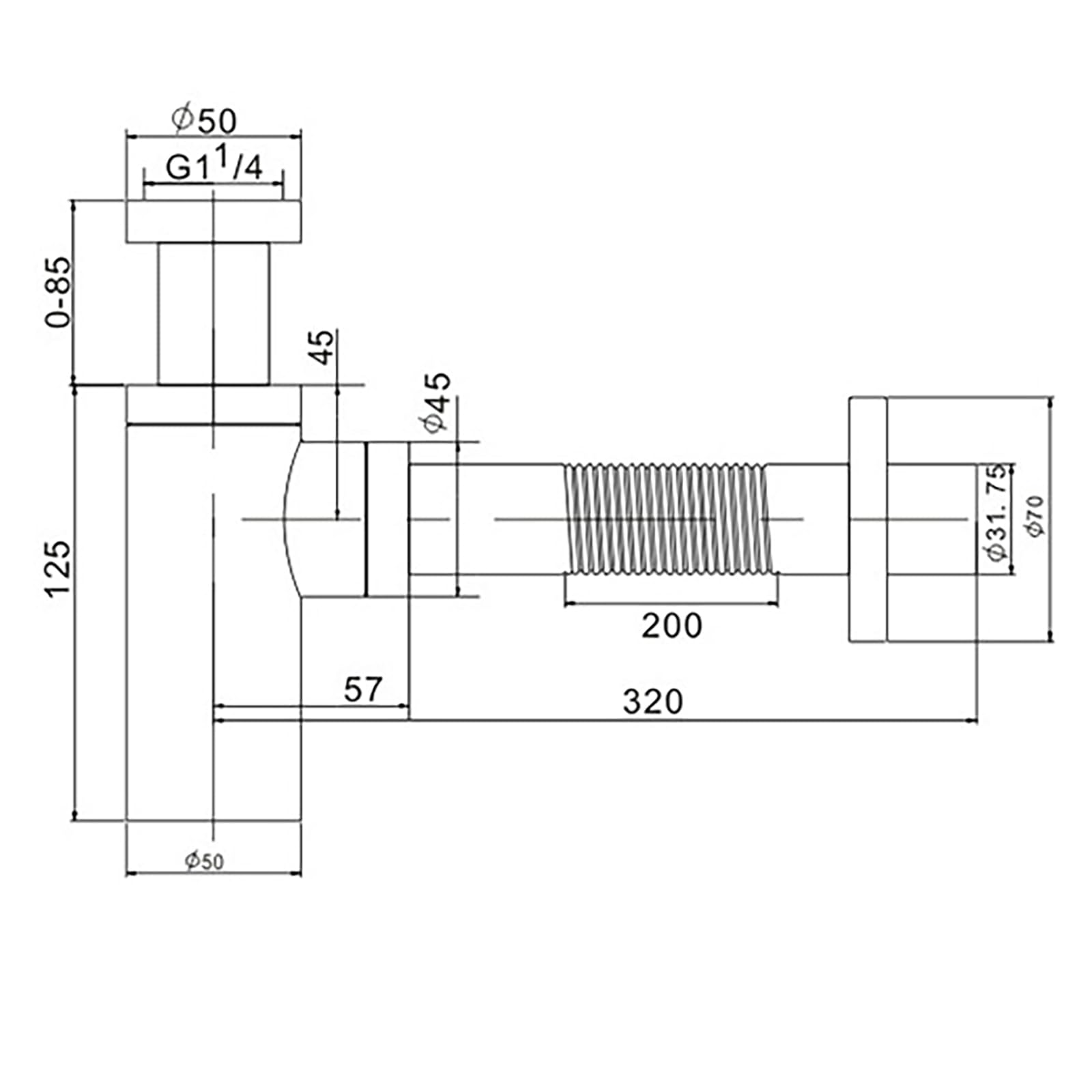 Sifon Lavabo con Abertura de Limpieza,Resistente Olores,Altura Ajustable,Sifon Cocina Fregadero con Instalación Sencilla,Normalizado 11/4"