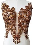 Handmade Rhinestones Lace Bodice Applique Sew on Beads Sequins Trimming Patches for Dress Clothing A