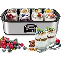 220V, Iogurteira Elétrica, Iogurteira, 8 Copos Dispensadores, Capacidade Grande de 1400 ml, para Fazer Iogurte Caseiro, Cinza (220)