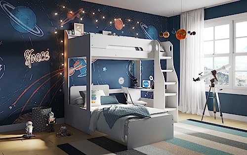 Flair Cosmic L Shaped Bunk Bed with Storage - White