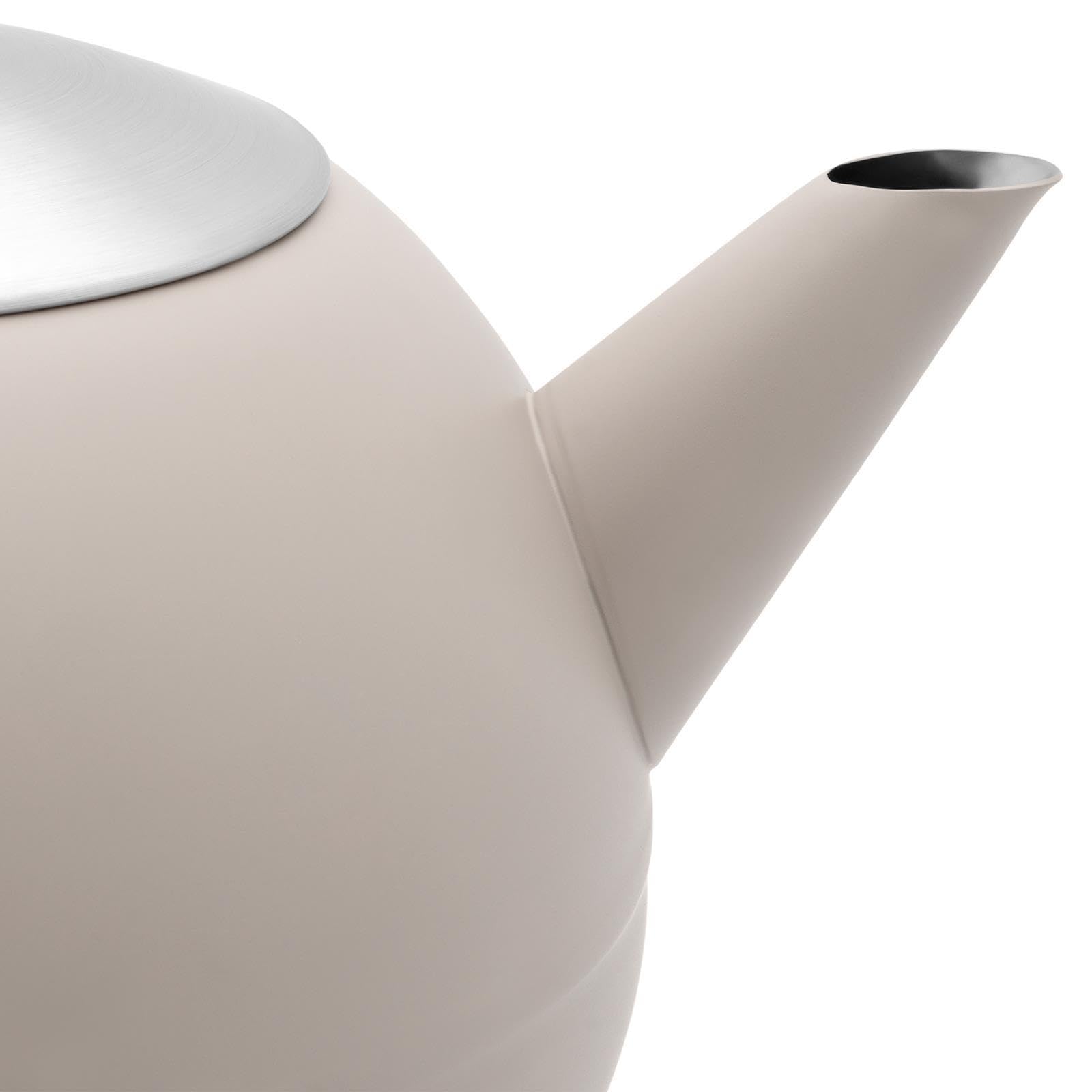 Bredemeijer große beige Edelstahl Teekanne 1.2 Liter doppelwandig - sandfarbene isolierende Kanne mit Teefilter-Sieb-Einsatz - längerer warmer Teegenuss