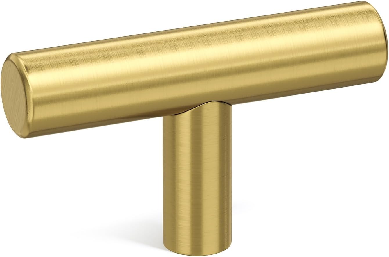 goldenwarm 10 Pack Gold Cabinet Knobs Brushed Brass Drawer Knobs Gold Dresser Hardware - LS201GD Single Hole Handles for Kitchen Cupboard Doors Closet Hardware 2in Overall Length 10 Pack ?Brushed Brass