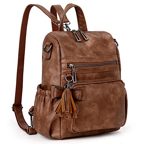 Image of UTO Women Backpack Purse Leather Vegan Ladies Fashion Designer Rucksack Convertible Travel Shoulder Bag with Tassel