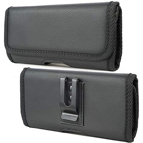 Case for Galaxy Z Fold 4 Phone, Nakedcellphone Black Vegan Leather Horizontal Pouch [Metal Belt Clip, Magnetic Closure] for Samsung Z Fold3 5G ZFold 2 (SM-F916, 2020) (SM-F926, 2021) (SM-F936, 2022) Cover