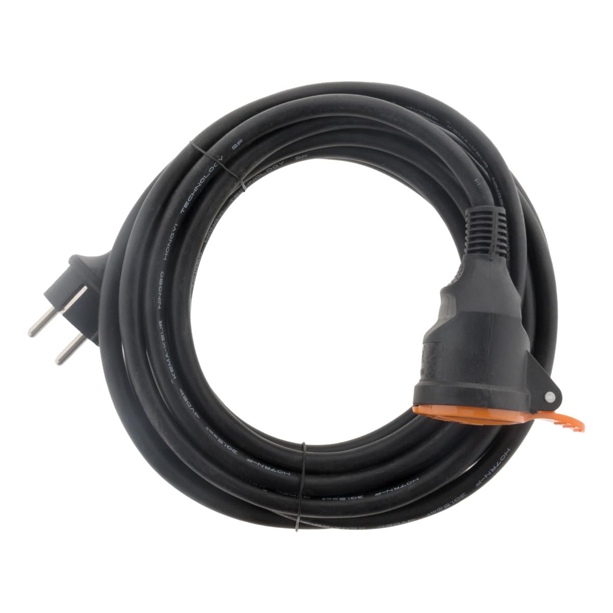 Zenitech - Wasserdichtes Verlängerungskabel 2P+E H07RN-F 3x 1,5mm² 5m mit orangefarbenem Befestigungsclip