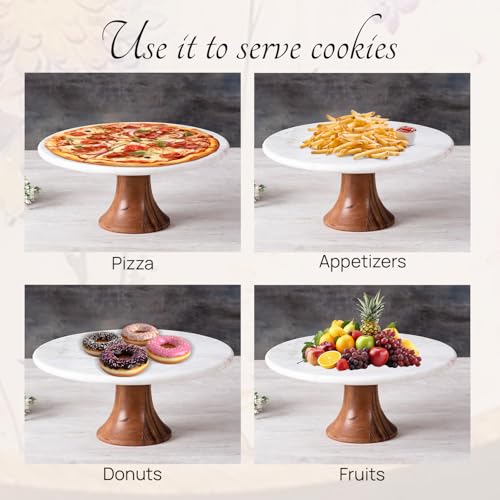 Image of nestroots Kate Marble Cake Stand | 12.5-Inch Dessert Platter for Cupcakes, Pies & Pastry | Elegant Display for Parties, Birthday, Weddings & Home Decor