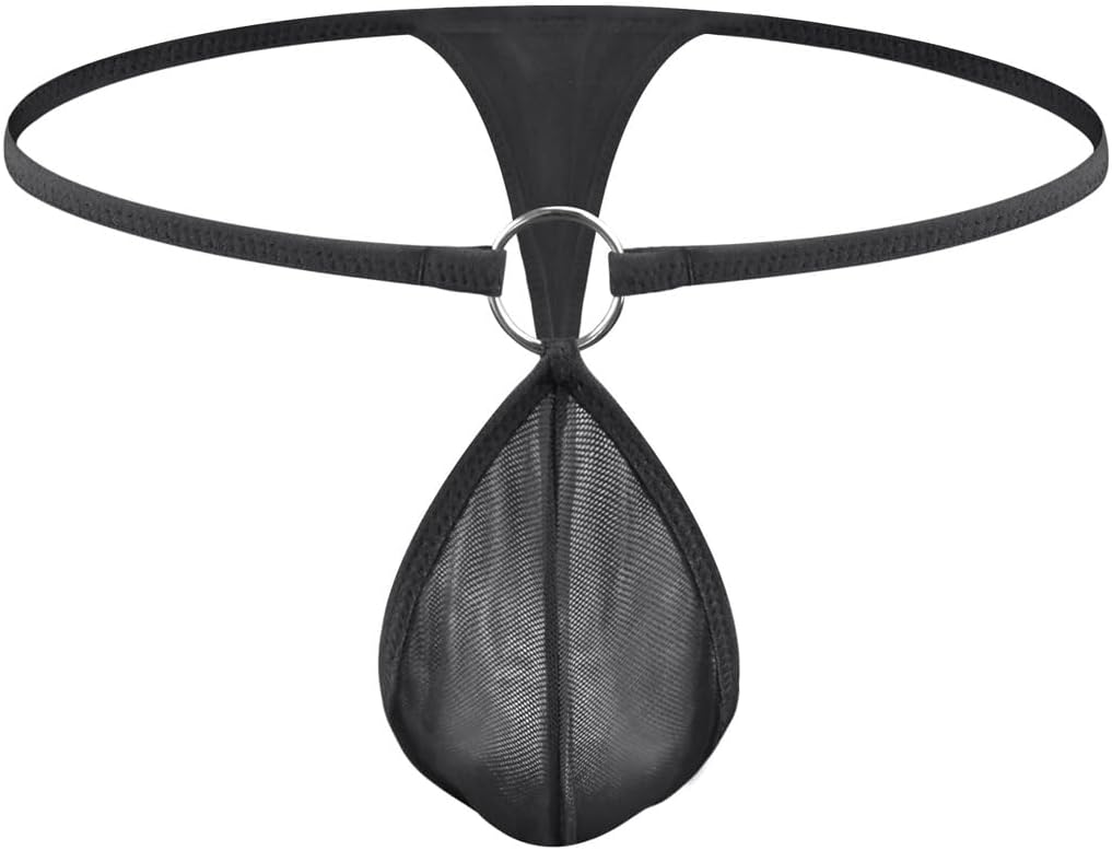 Sexy Mens Thong with Mesh Reinforced Pouch U Soft and Comfortable G-string Underwear for Men