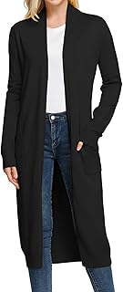 Essential Solid Open Front Maxi Long Knitted Cardigan Sweater for Women - Buy now